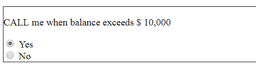 Llamarme cuando el saldo supere 10.000 $, Sí No