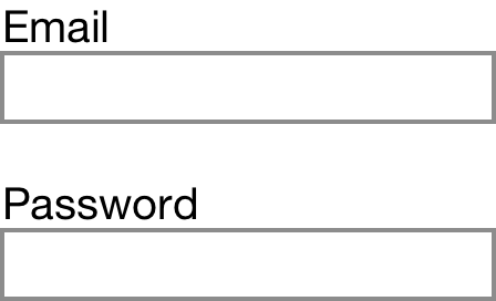 dos campos etiquetados como Email (correo electrónico) y Password (contraseña)