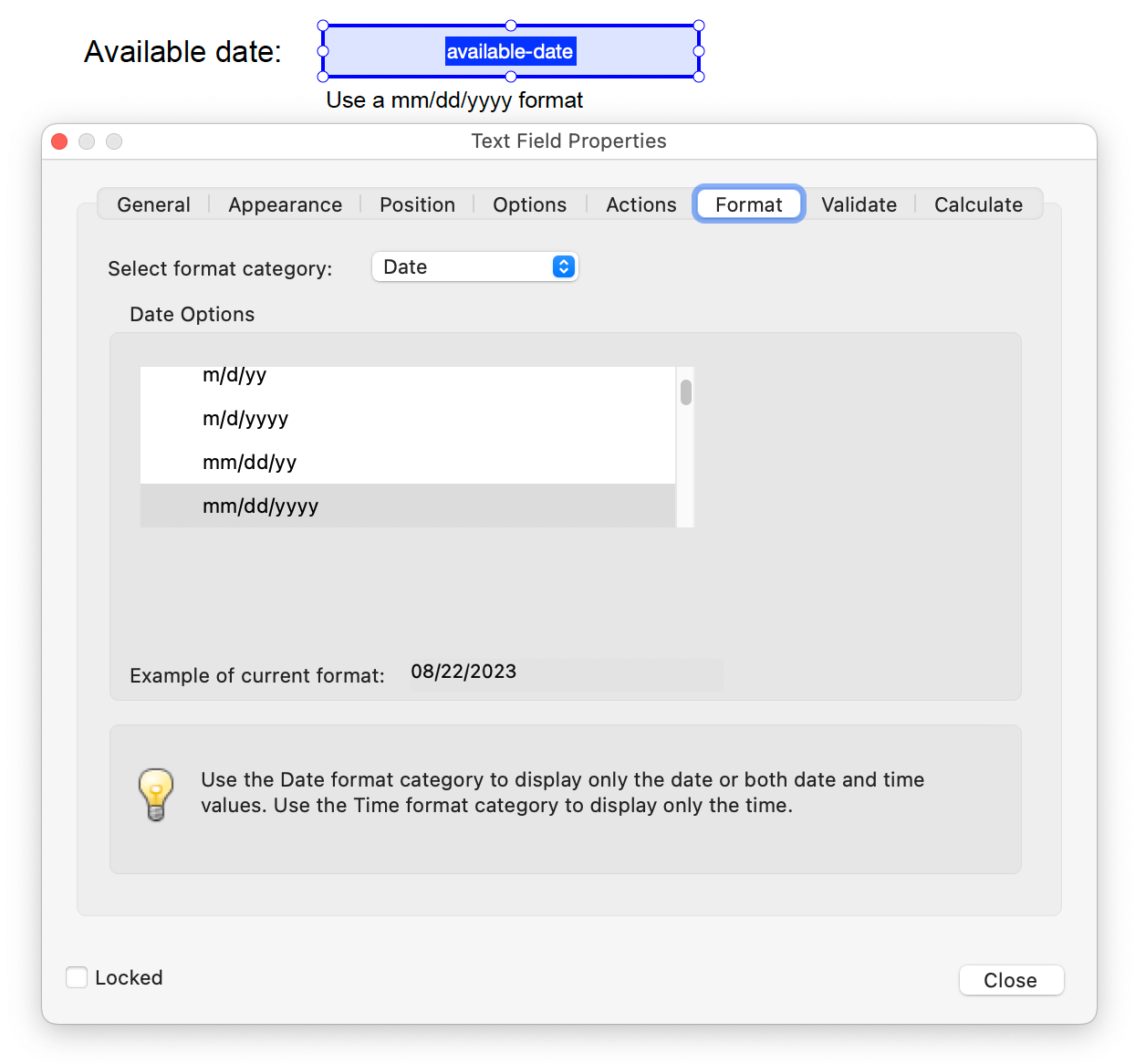 Especificación de un formato obligatorio para un campo de entrada con Adobe Acrobat 9 Pro