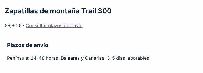 Captura de pantalla del ejemplo incorrecto: Enlace simulado con un span y onclick