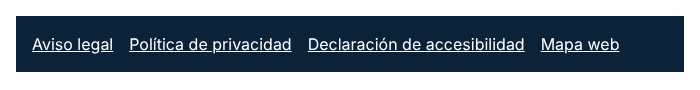 Captura de pantalla del ejemplo incorrecto: Pie oscuro con un foco punteado de 1 px apenas visible